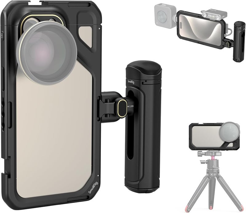 SMALLRIG Single Handheld Phone Cage Kit for iPhone 15 Pro Max, Mobile Video Rig Cage Kit with Wireless Quick Release Handle for Video Recording/YouTube/Live Streaming/Vlog - 4393 - Image 1
